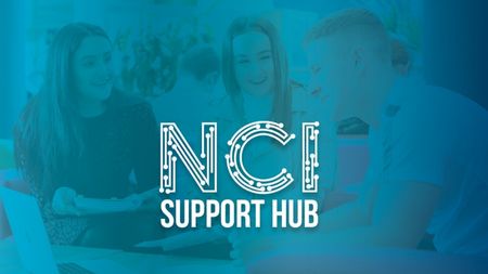 Graphic with text saying NCI Support Hub